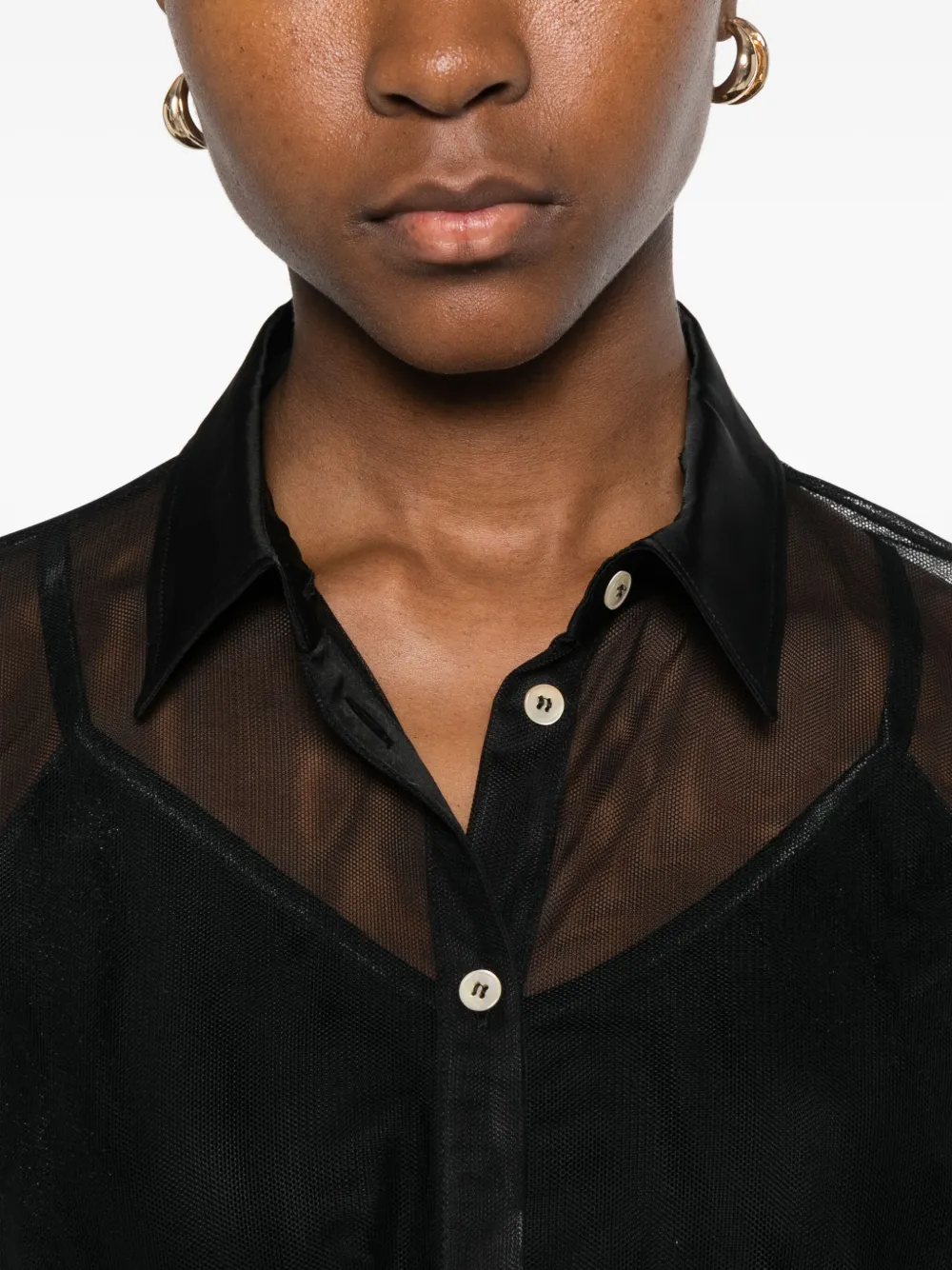 Forte Semi-doorzichtig blouse Zwart