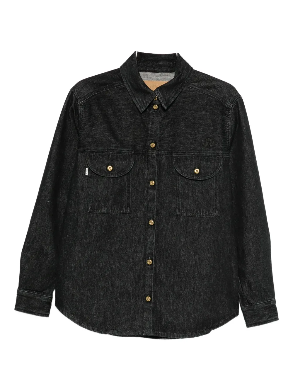Blazé Milano Buttoned Pocket Blouse In Black