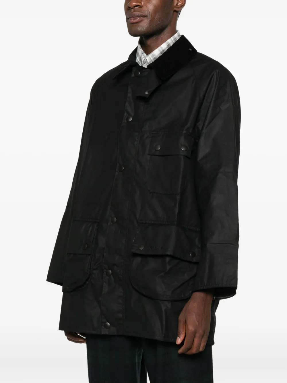 Barbour Jas met ribfluwelen kraag Zwart