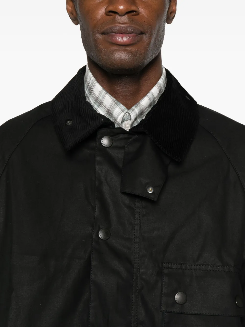 Barbour Jas met ribfluwelen kraag Zwart