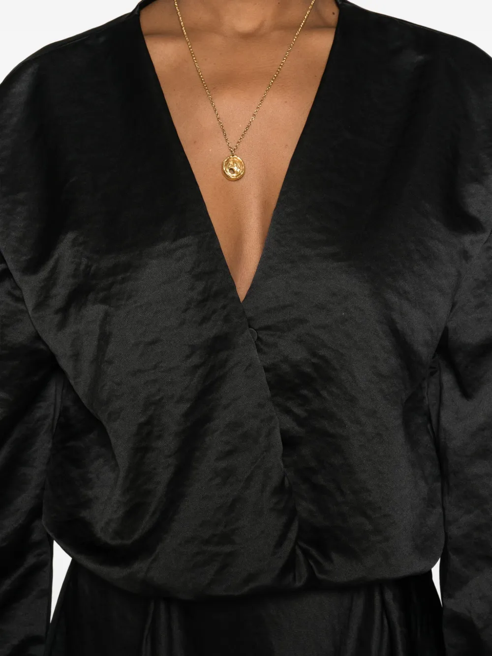 Forte Forte Balloon-sleeve V-neck Blouse In Black