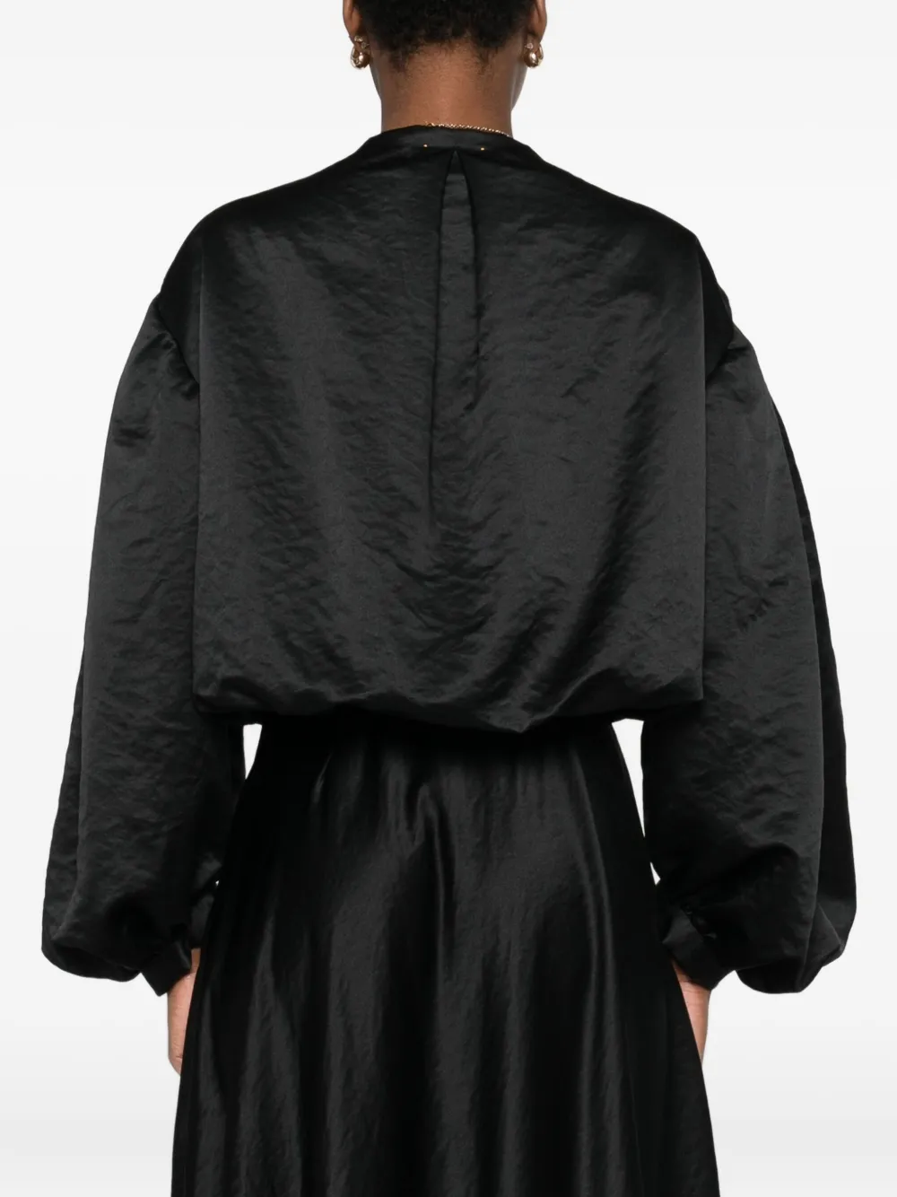 Forte Forte Balloon-sleeve V-neck Blouse In Black
