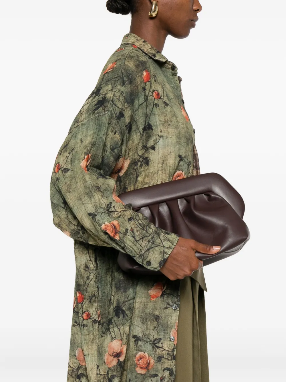 Themoirè Bios pleated clutch bag - Bruin