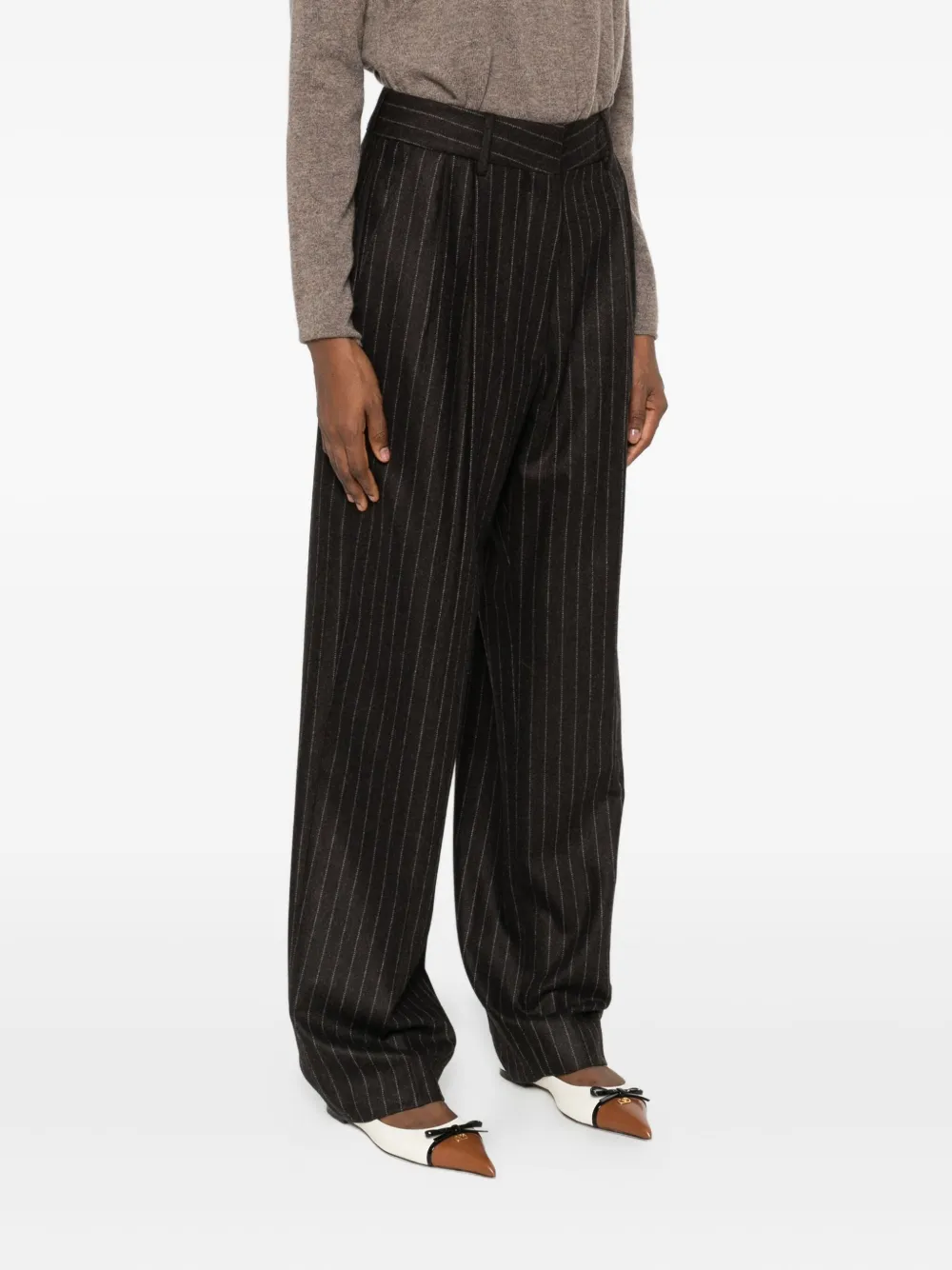 Blazé Milano Striped Pants In Brown