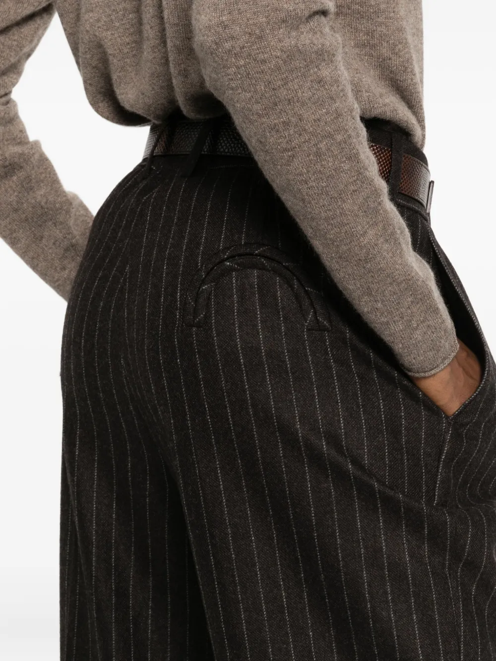 Blazé Milano Striped Pants In Brown