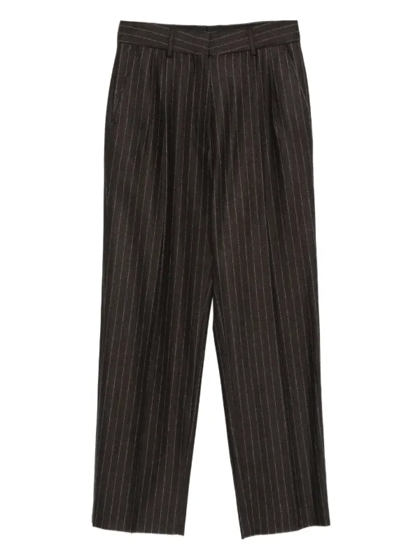 BLAZÉ Milano Lady Maud Fox Pinstriped Tailored Trousers in Brown