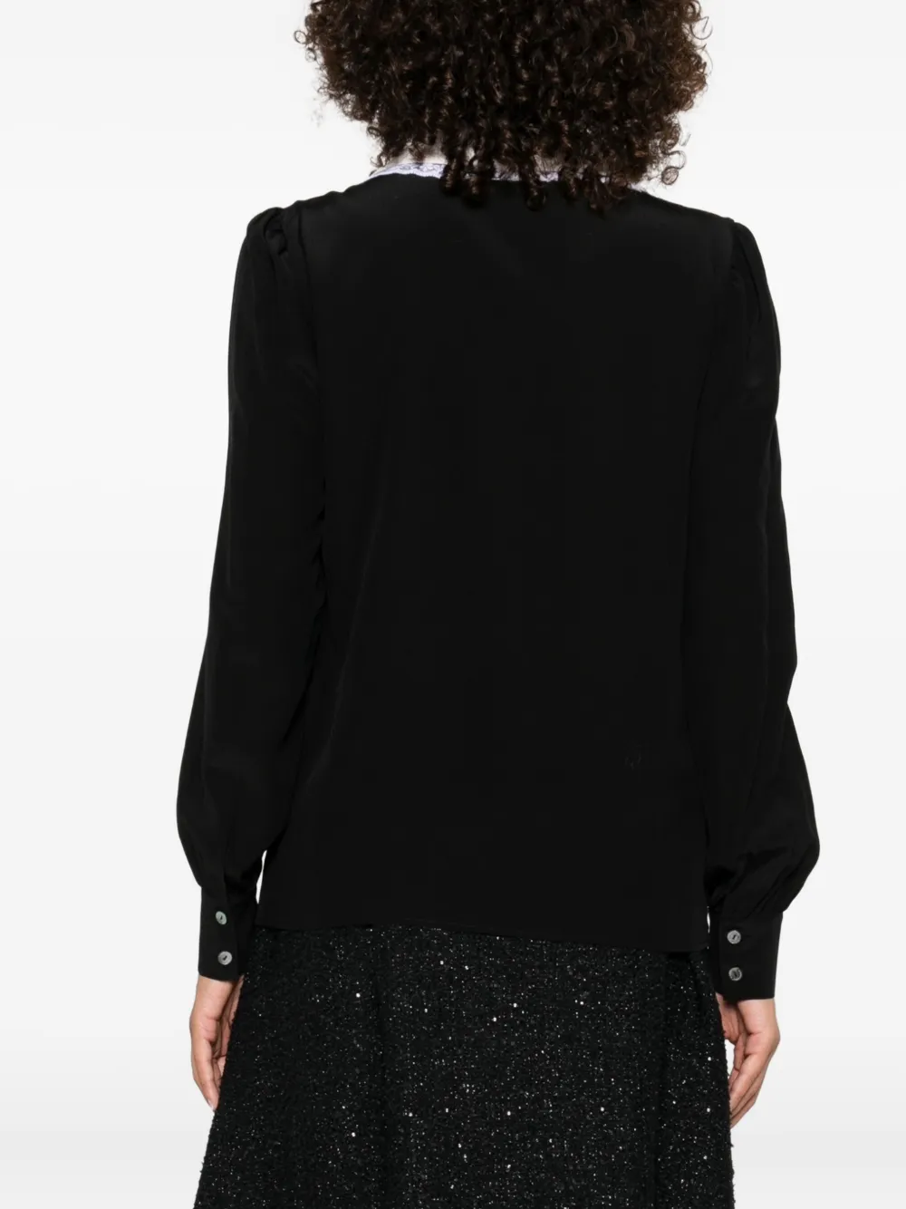 Alessandra Rich lace-trimmed collar blouse Zwart