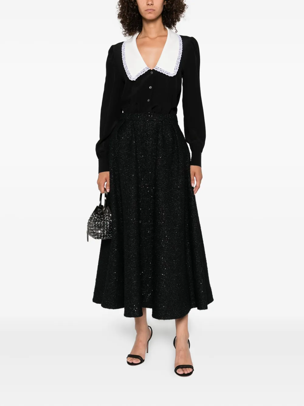 Alessandra Rich lace-trimmed collar blouse Zwart