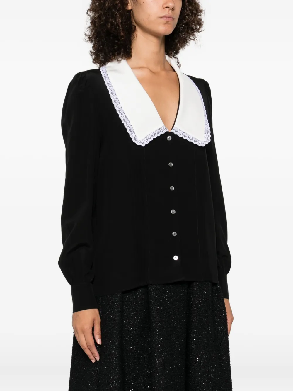 Alessandra Rich lace-trimmed collar blouse Zwart