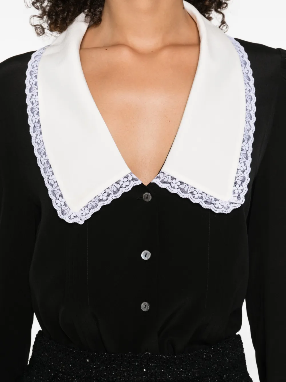 Alessandra Rich lace-trimmed collar blouse Zwart