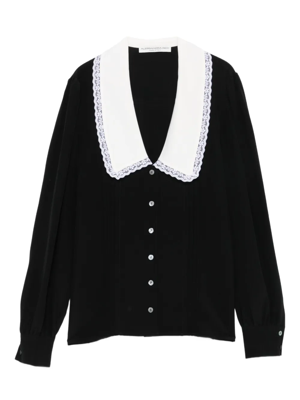 Alessandra Rich lace-trimmed collar blouse Zwart