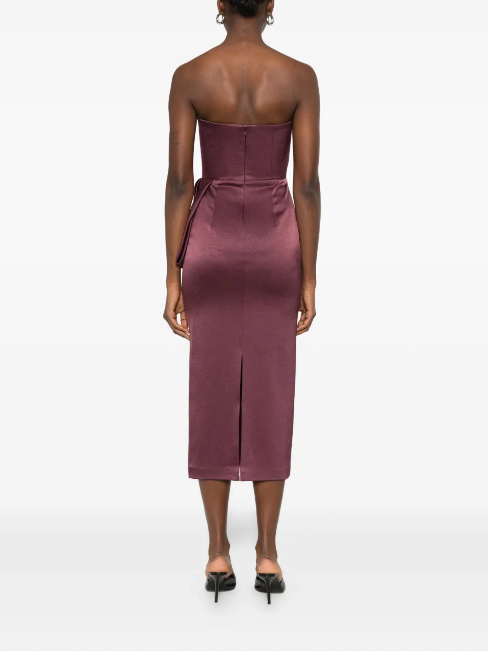 Alex Perry Strapless midi-jurk met strik Paars