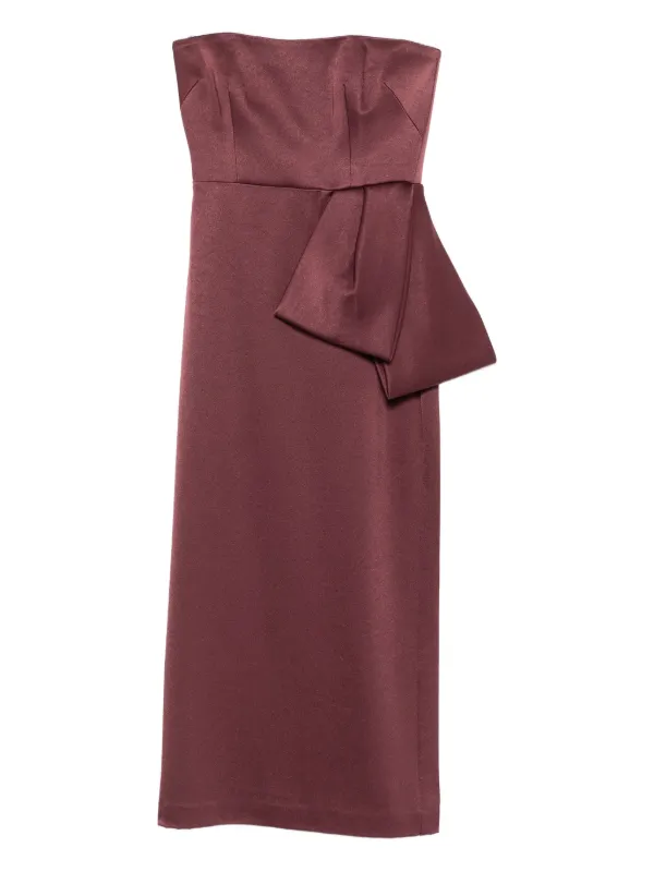 Alex Perry Bow Strapless Midi Dress in Purple