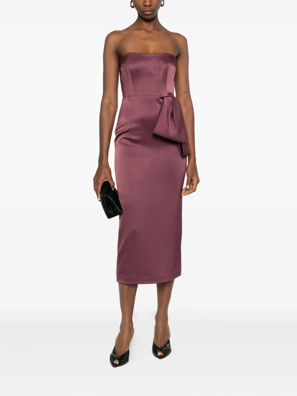 Alex Perry bow strapless midi dress - Paars