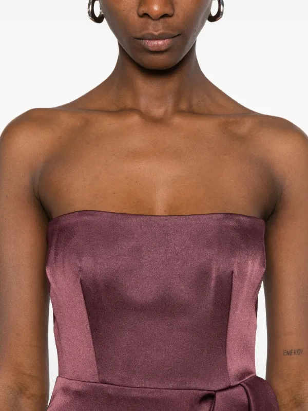 Alex Perry Strapless Bow Midi Dress - Purple