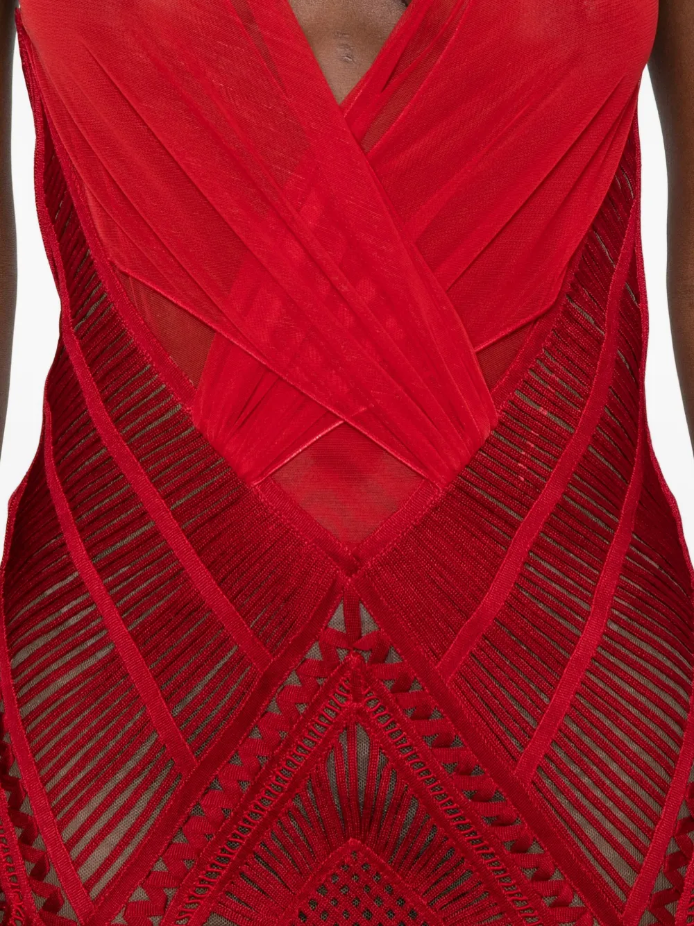 The Attico Midi-jurk met franje Rood