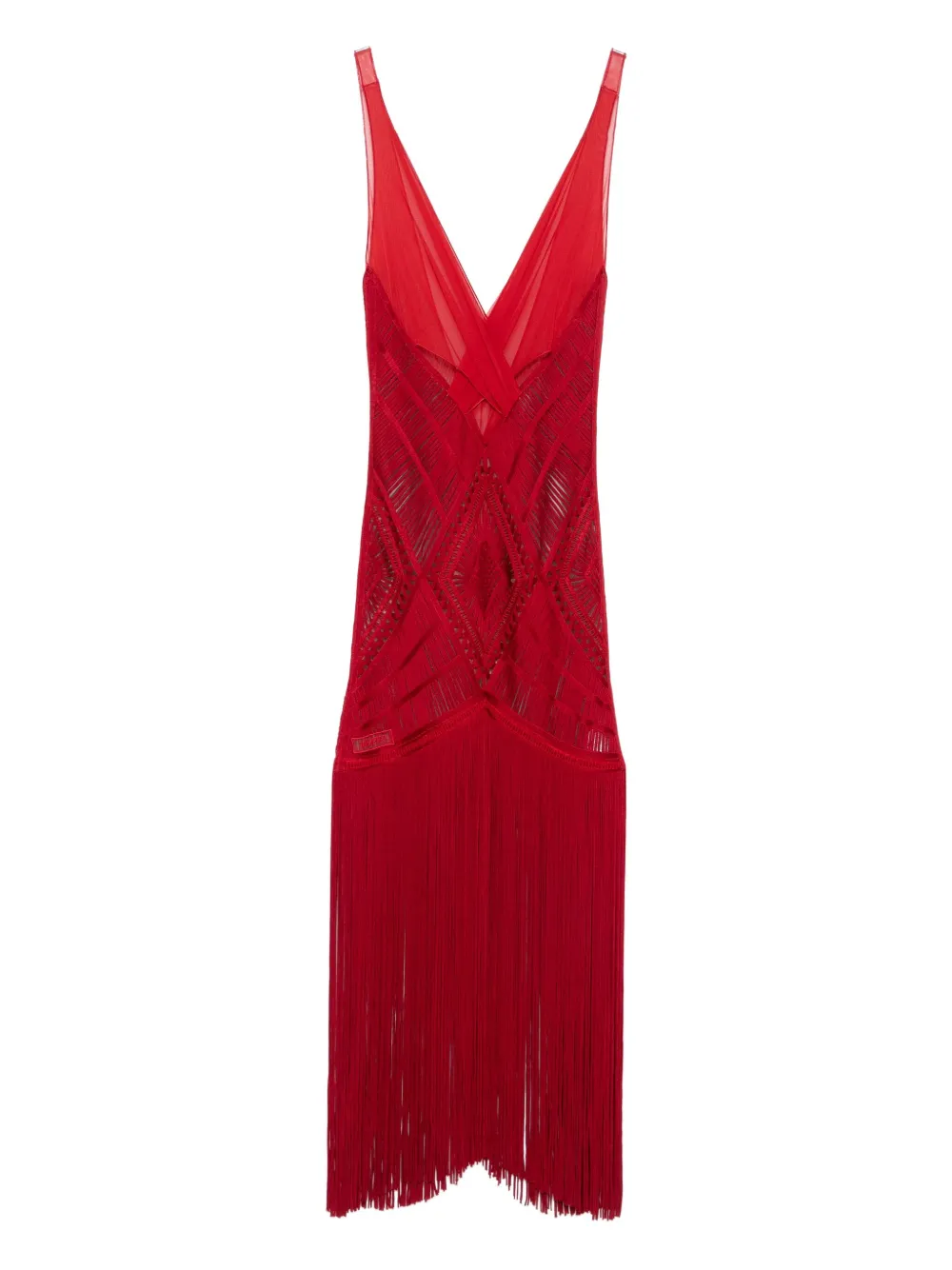 The Attico fringed midi dress Rood