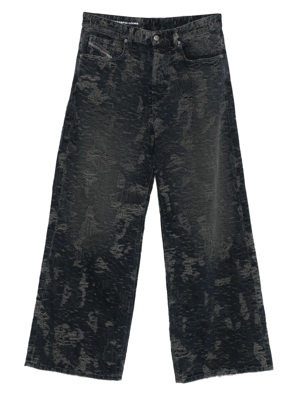 Diesel frayed-embellishment five-pocket jeans | Black | Image 1