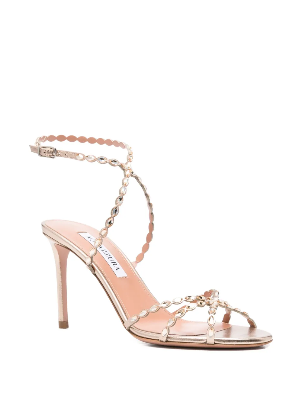 Aquazzura 85mm Love Struck embellished stiletto sandals Brown