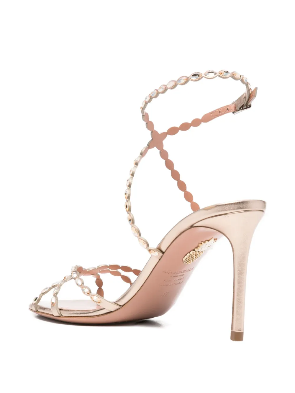 Aquazzura 85mm Love Struck embellished stiletto sandals Brown