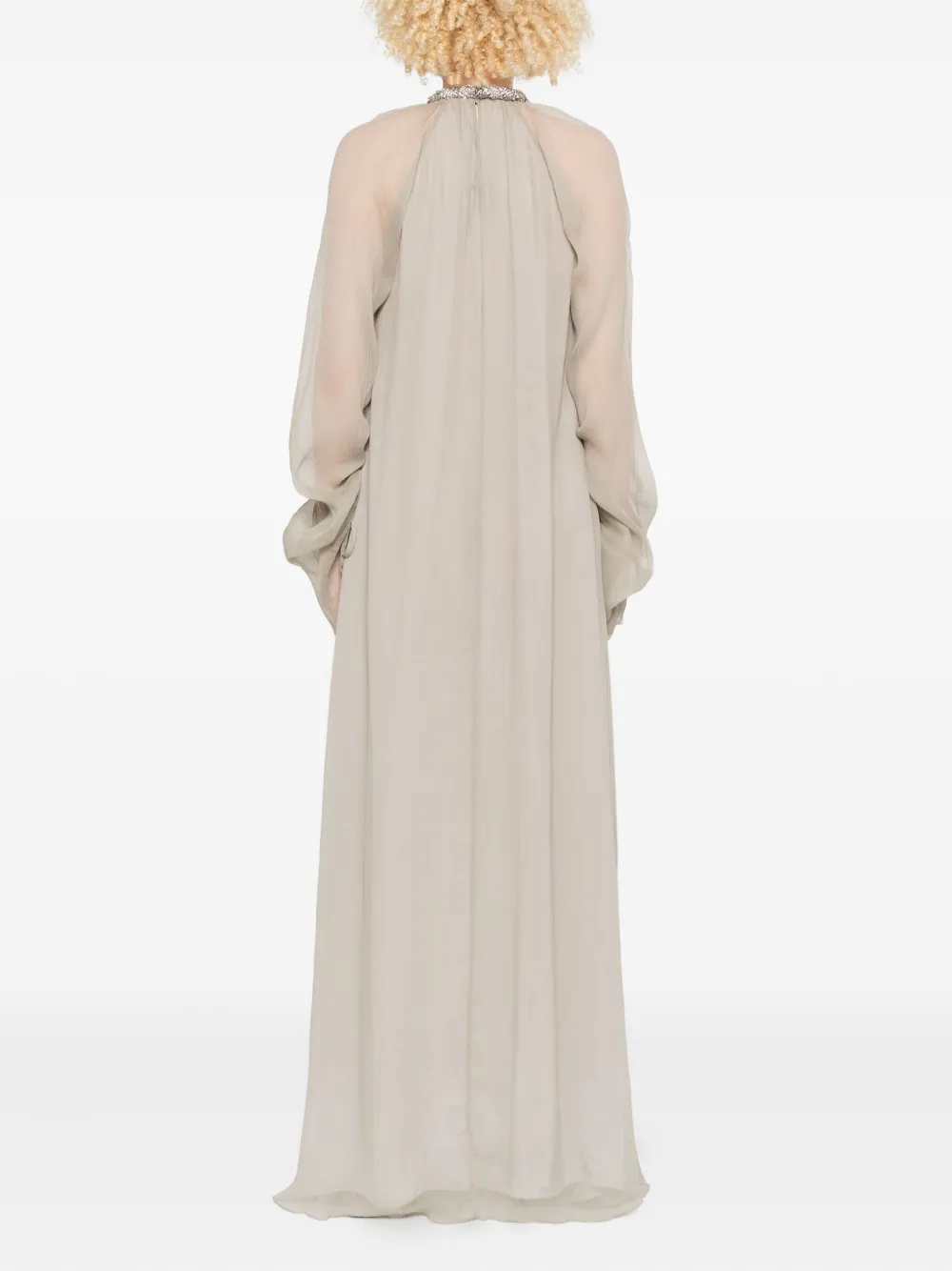 Amen Pleated Maxi Dress In Neutral