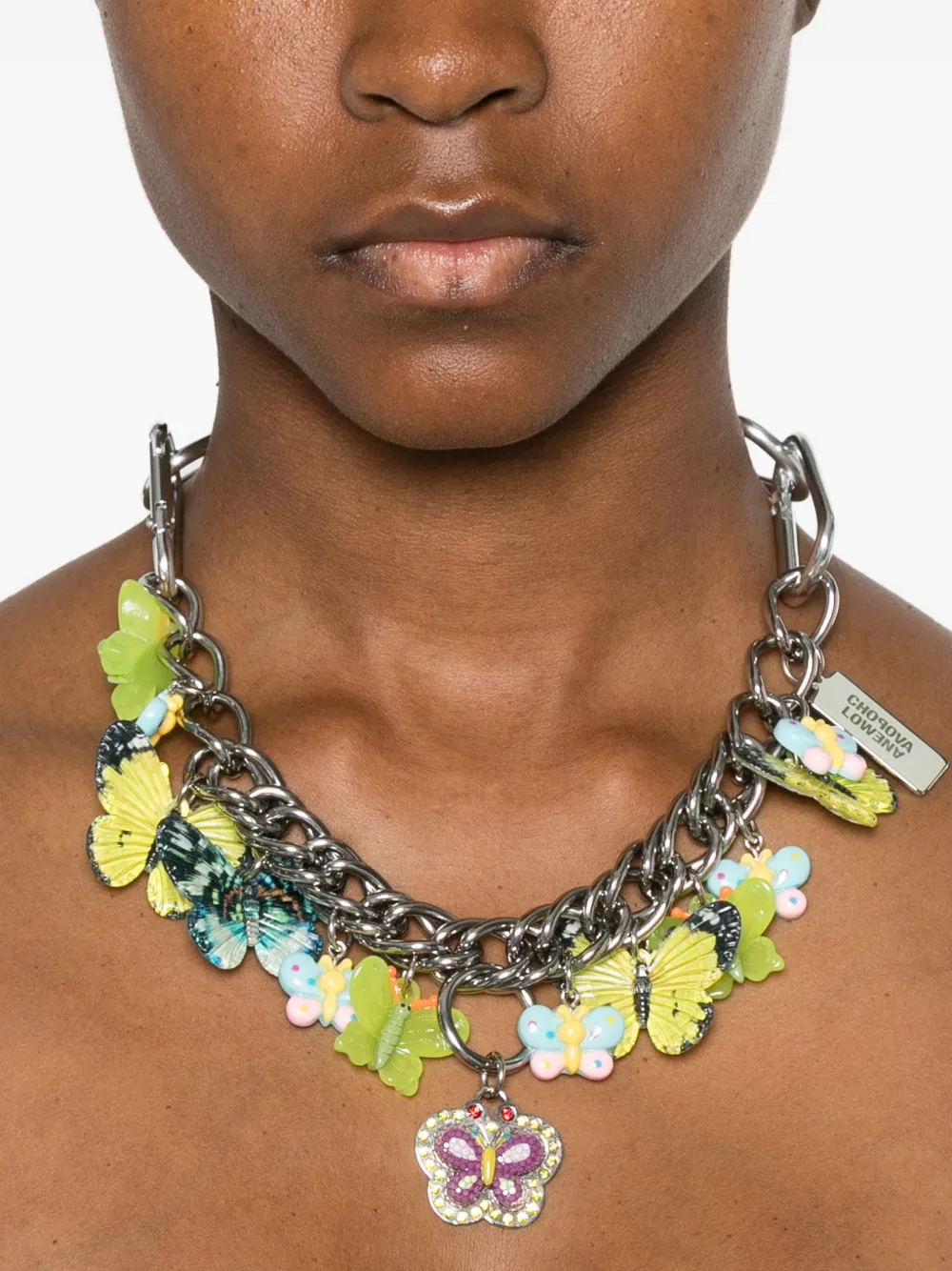 Chopova Lowena butterfly-charm necklace - Zilver