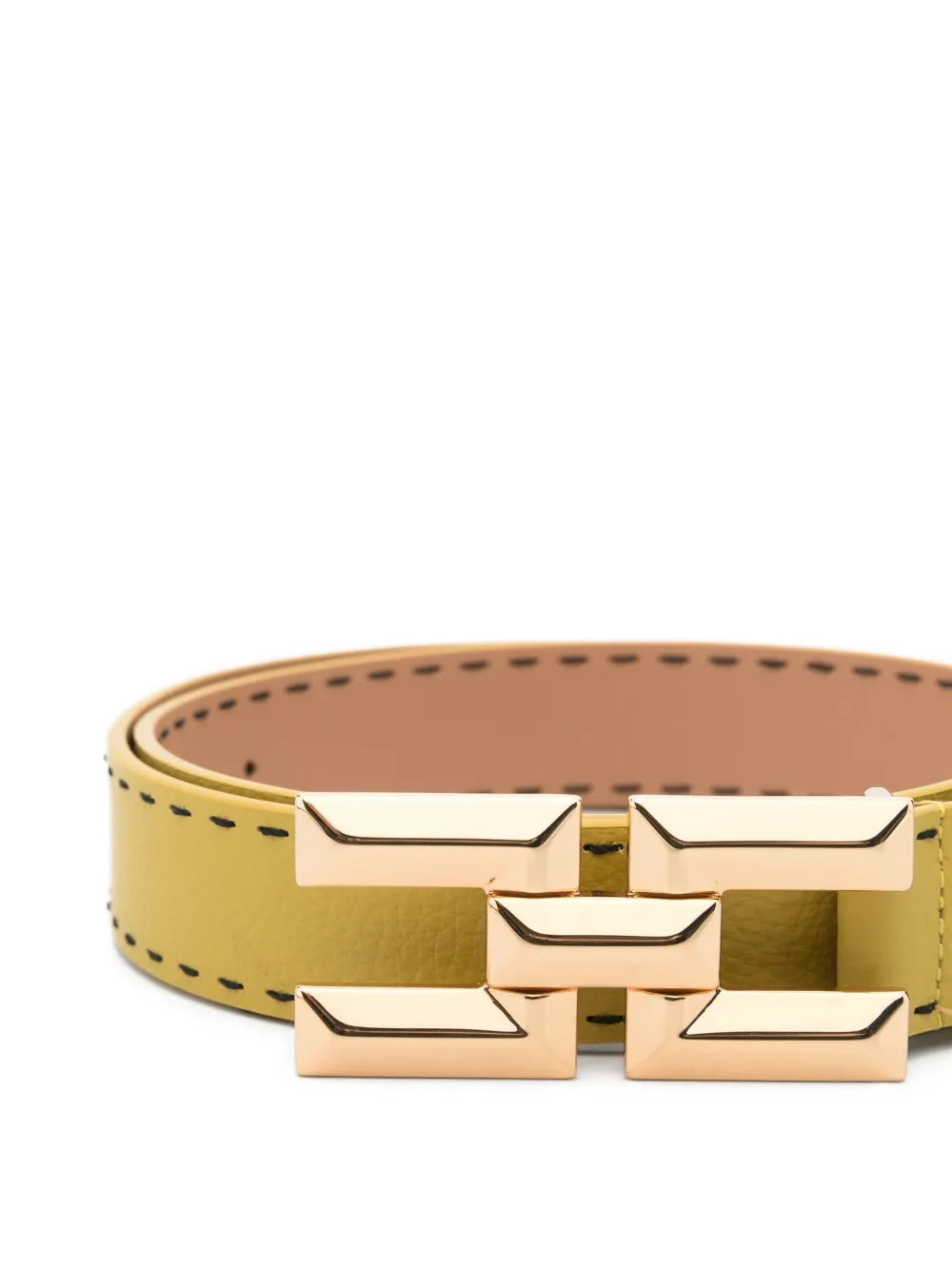 Elisabetta Franchi logo-buckle leather belt - Geel