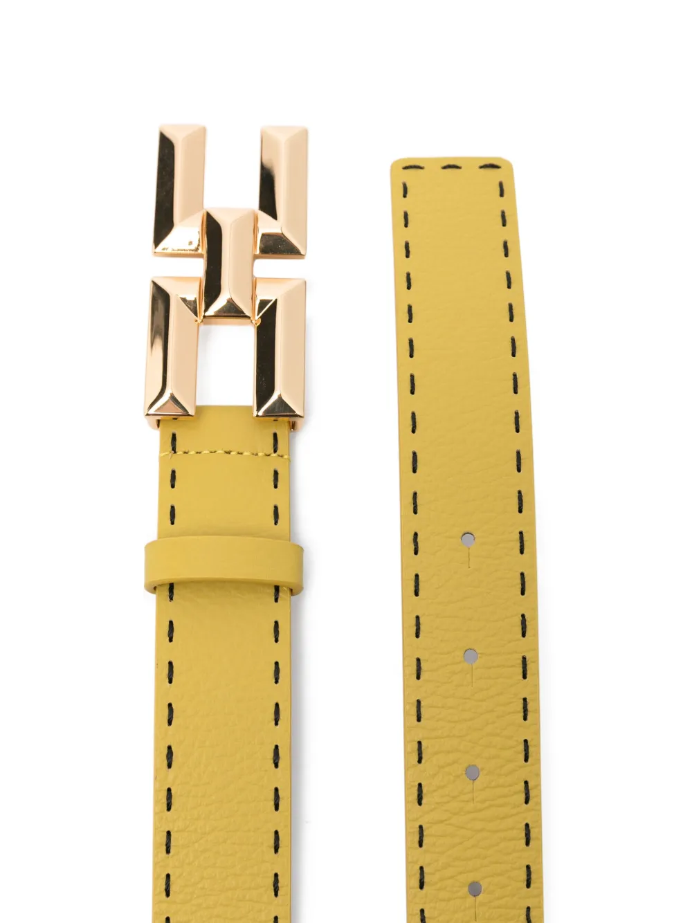 Elisabetta Franchi Logo-buckle Leather Belt In Yellow