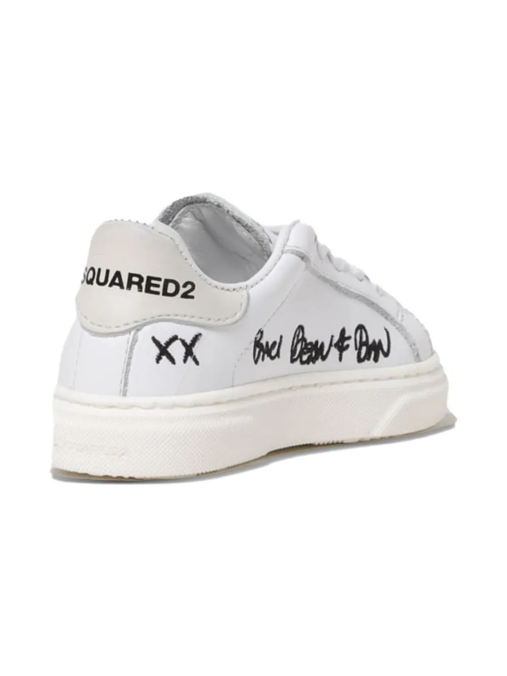 Dsquared2 Sneakers Basse In Pelle Con Maple Leaf In White