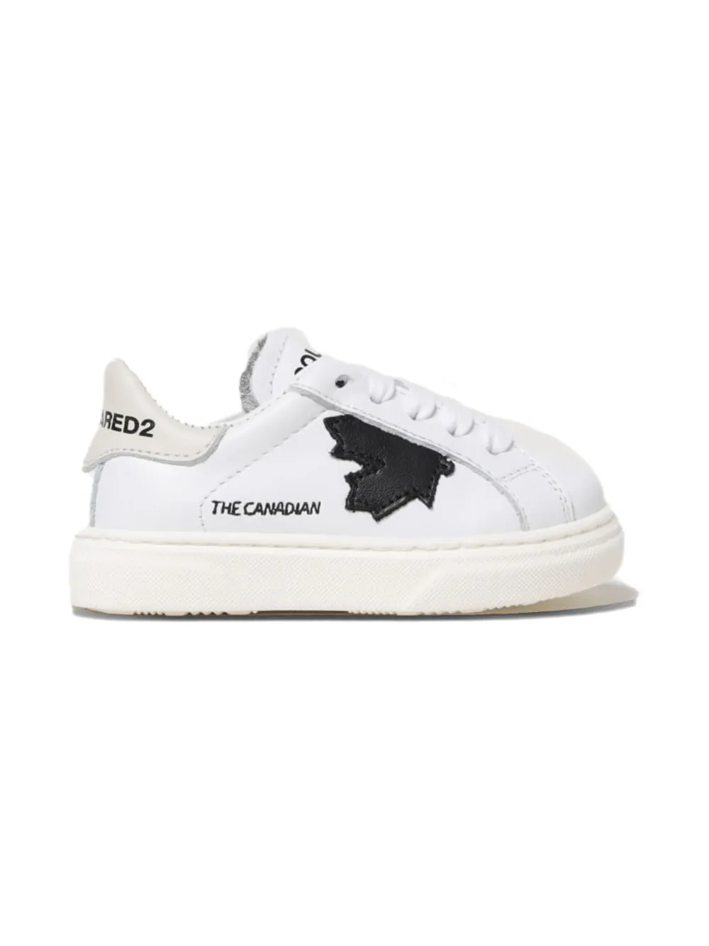Dsquared2 Sneakers Basse In Pelle Con Maple Leaf In White