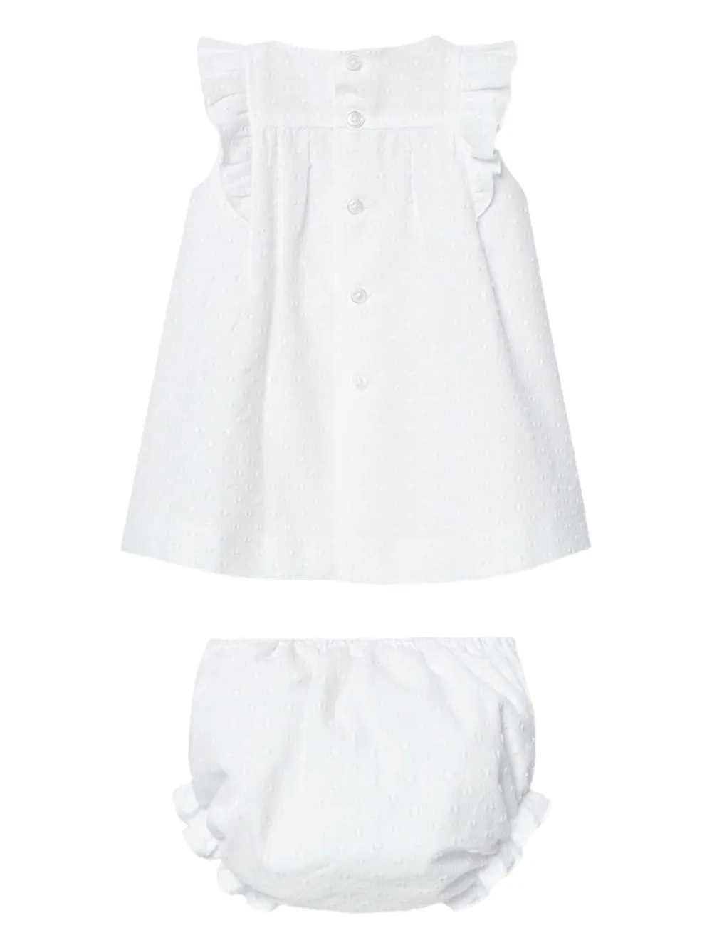 Paz Rodriguez smocked ruffled dress set Wit