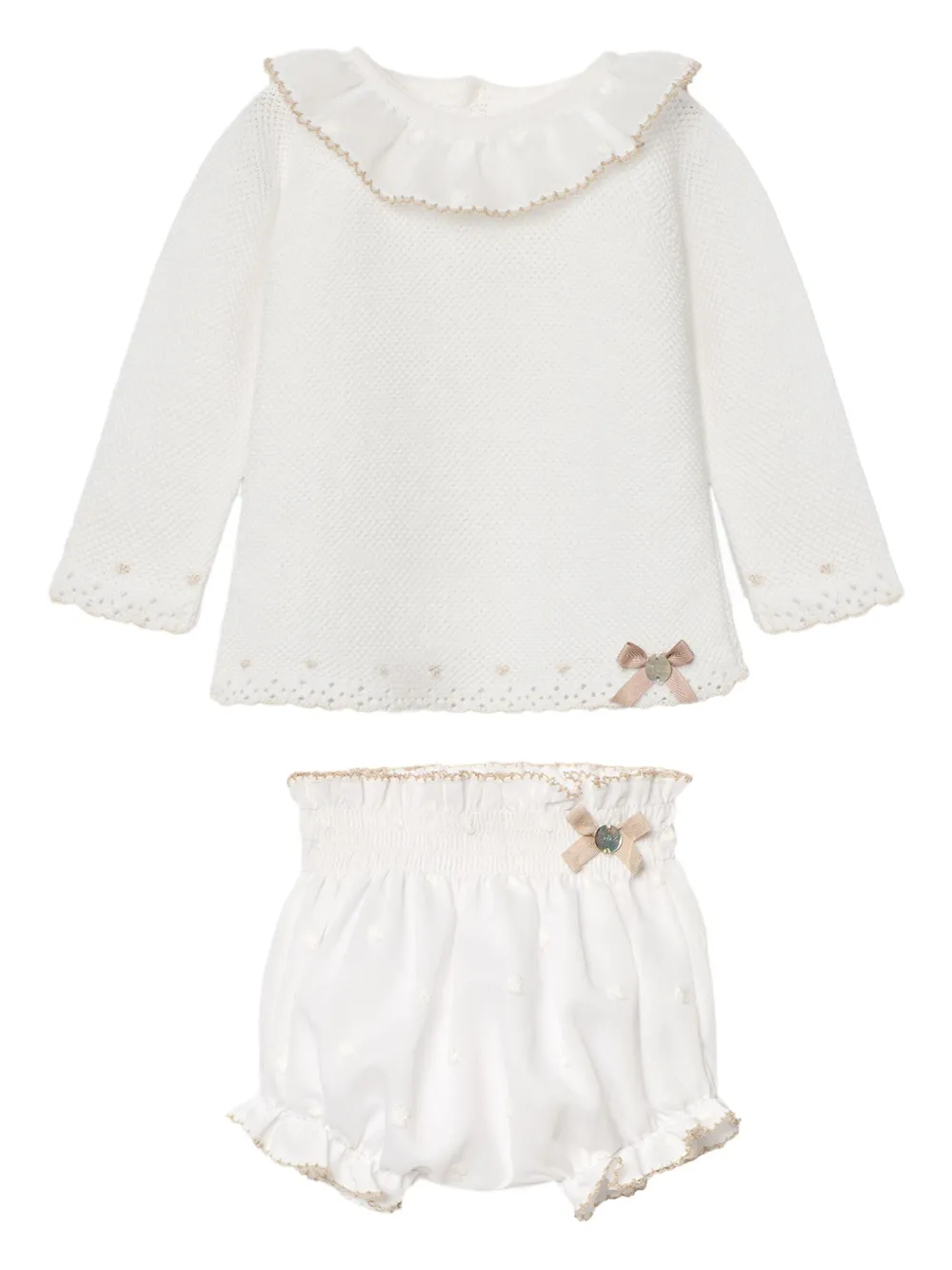 Paz Rodriguez Broek en top met Peter Pan-kraag Wit