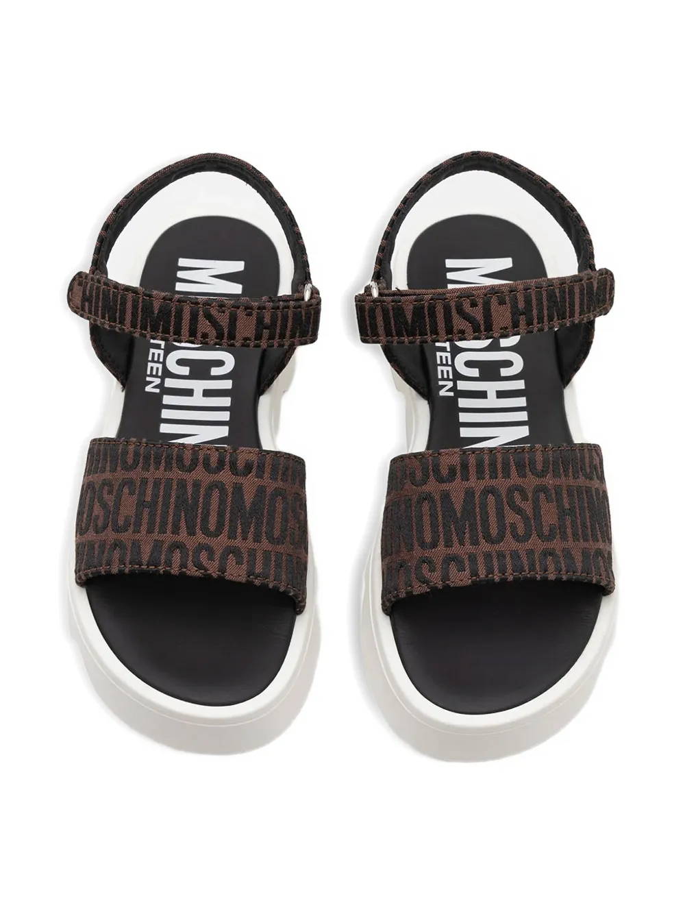 Moschino Kids logo-print platform sandals Brown