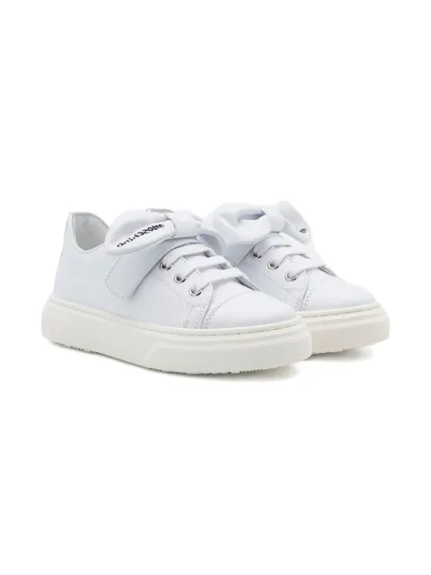 Moschino Kids bow-embellished leather sneakers