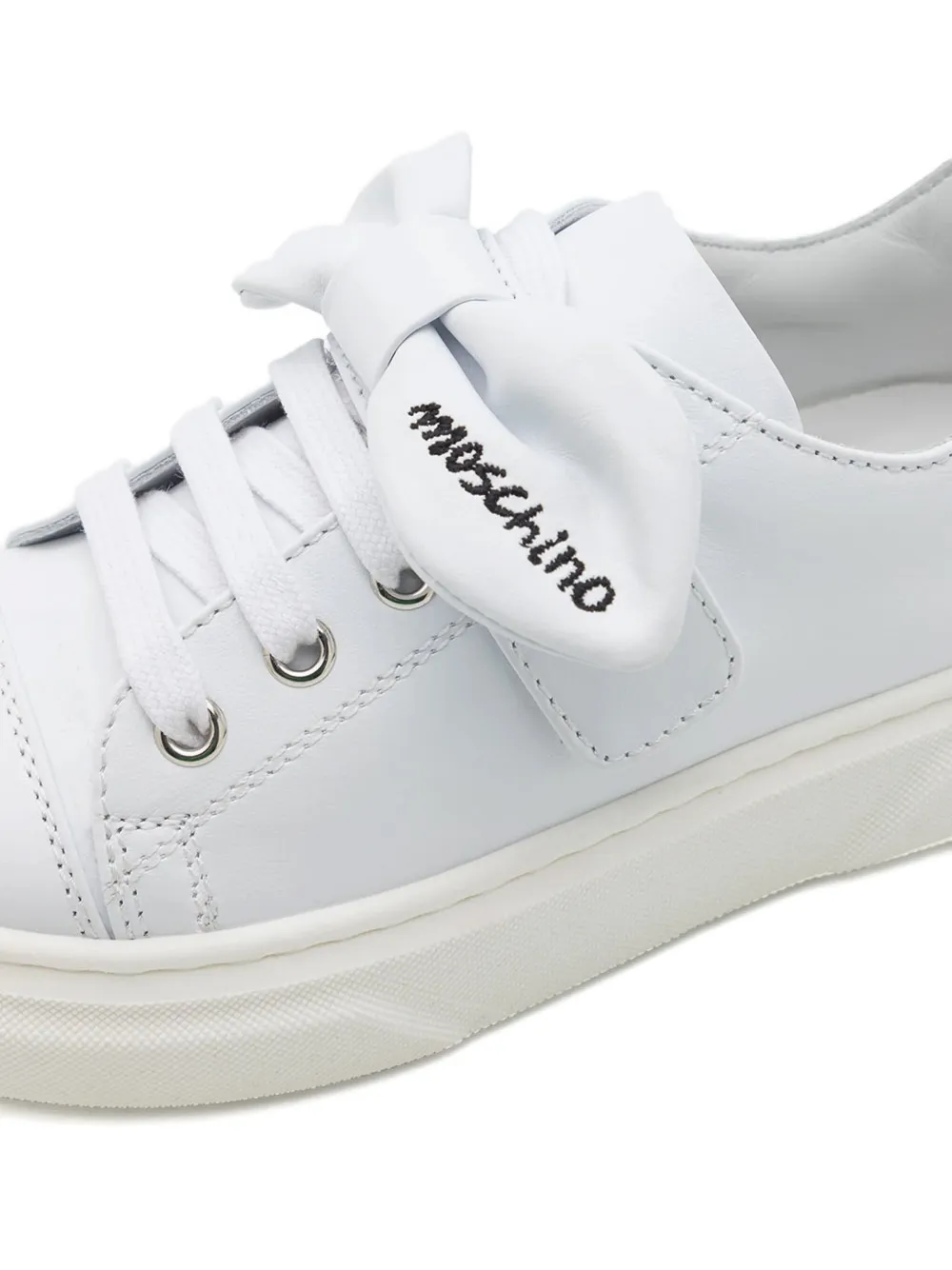 Moschino Kids bow-embellished leather sneakers White