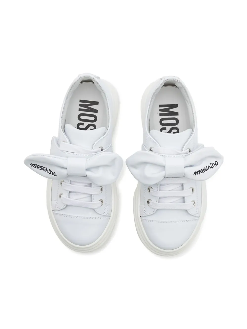 Moschino Kids bow-embellished leather sneakers White