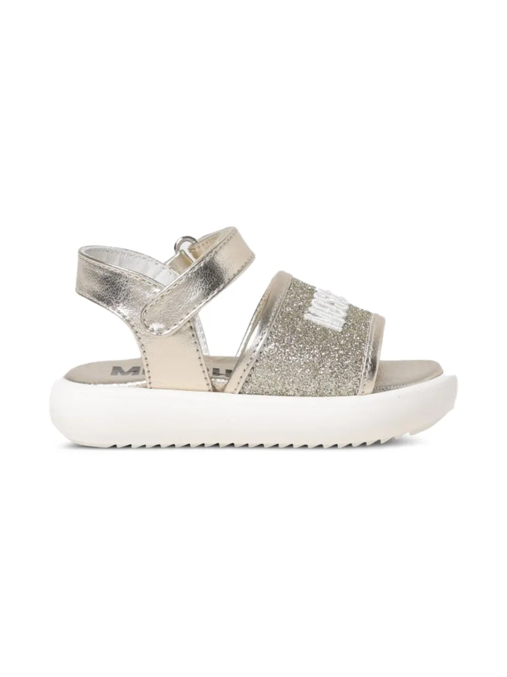 Moschino Kids glitter-embellished touch-strap sandals Grey