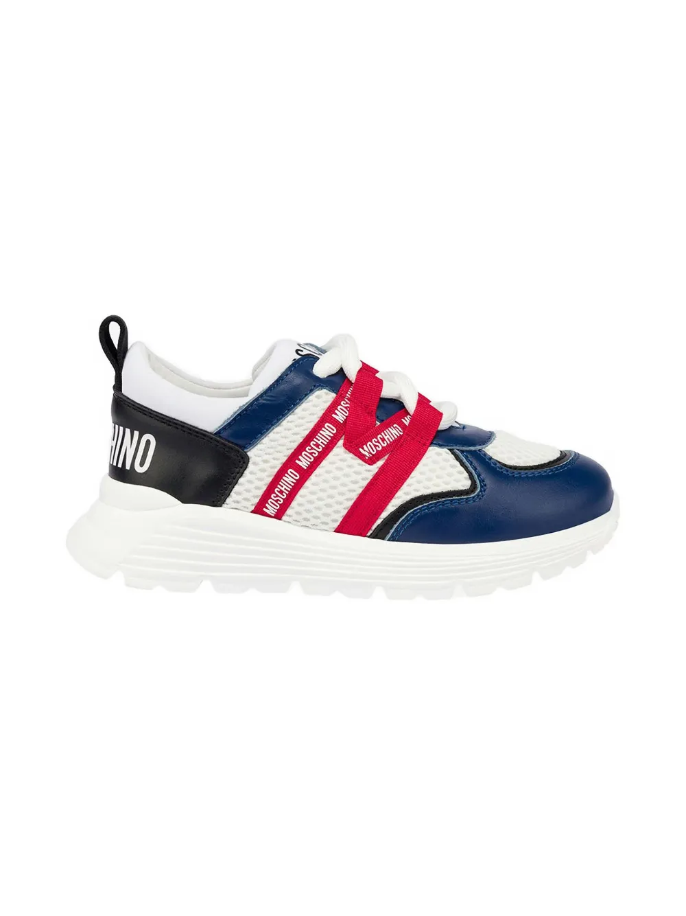 Moschino Kids logo-detail mesh sneakerrs Wit