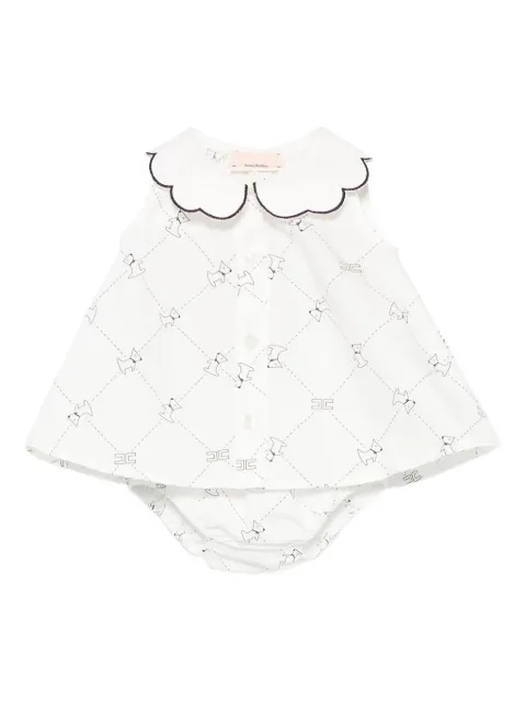 Elisabetta Franchi Kids فستان بياقة مموجة وطبعة كلب
