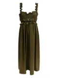 Cecilie Bahnsen ruffled smocked silk midi dress - Green
