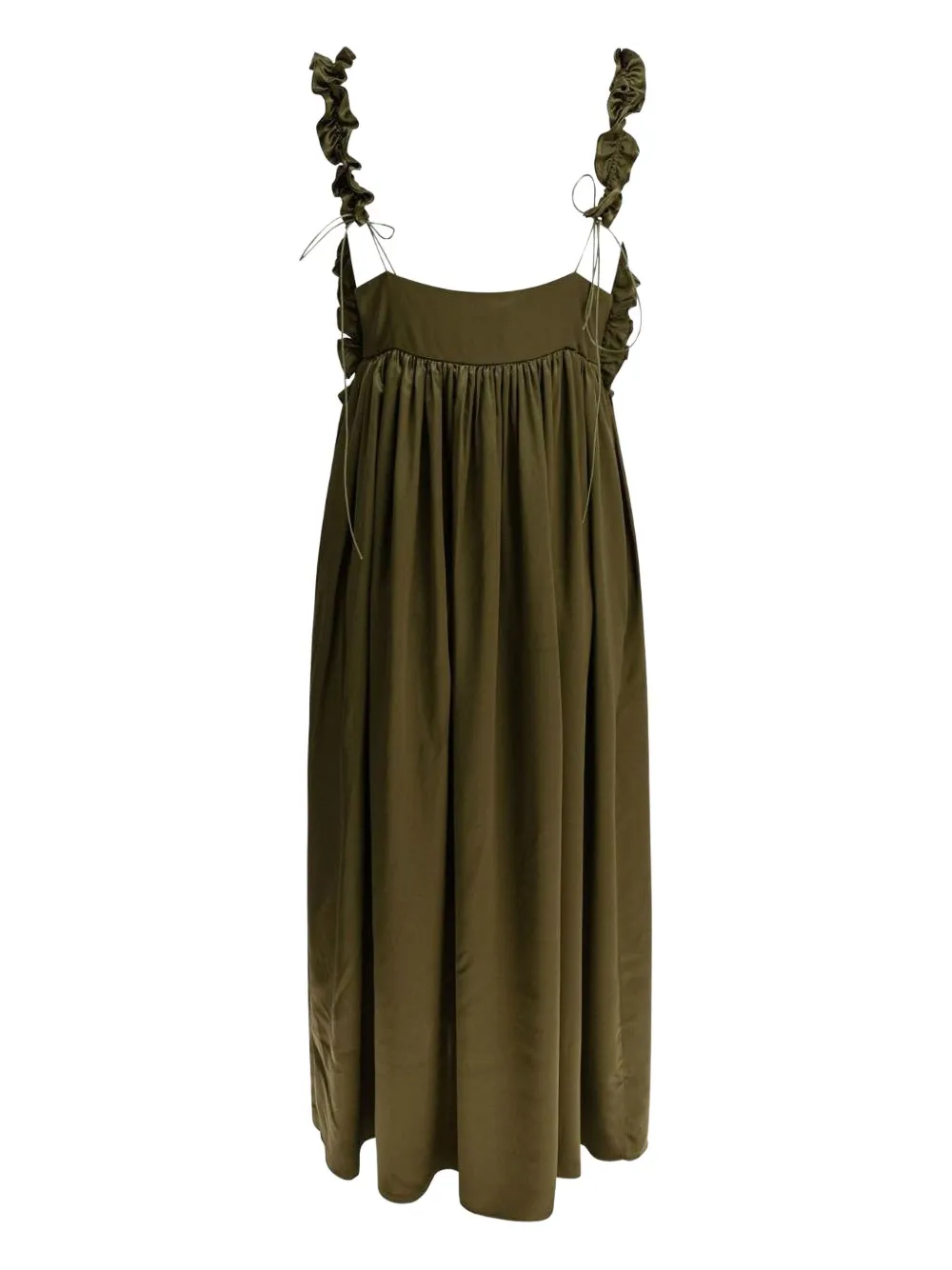 Cecilie Bahnsen Midi-jurk met ruches Groen