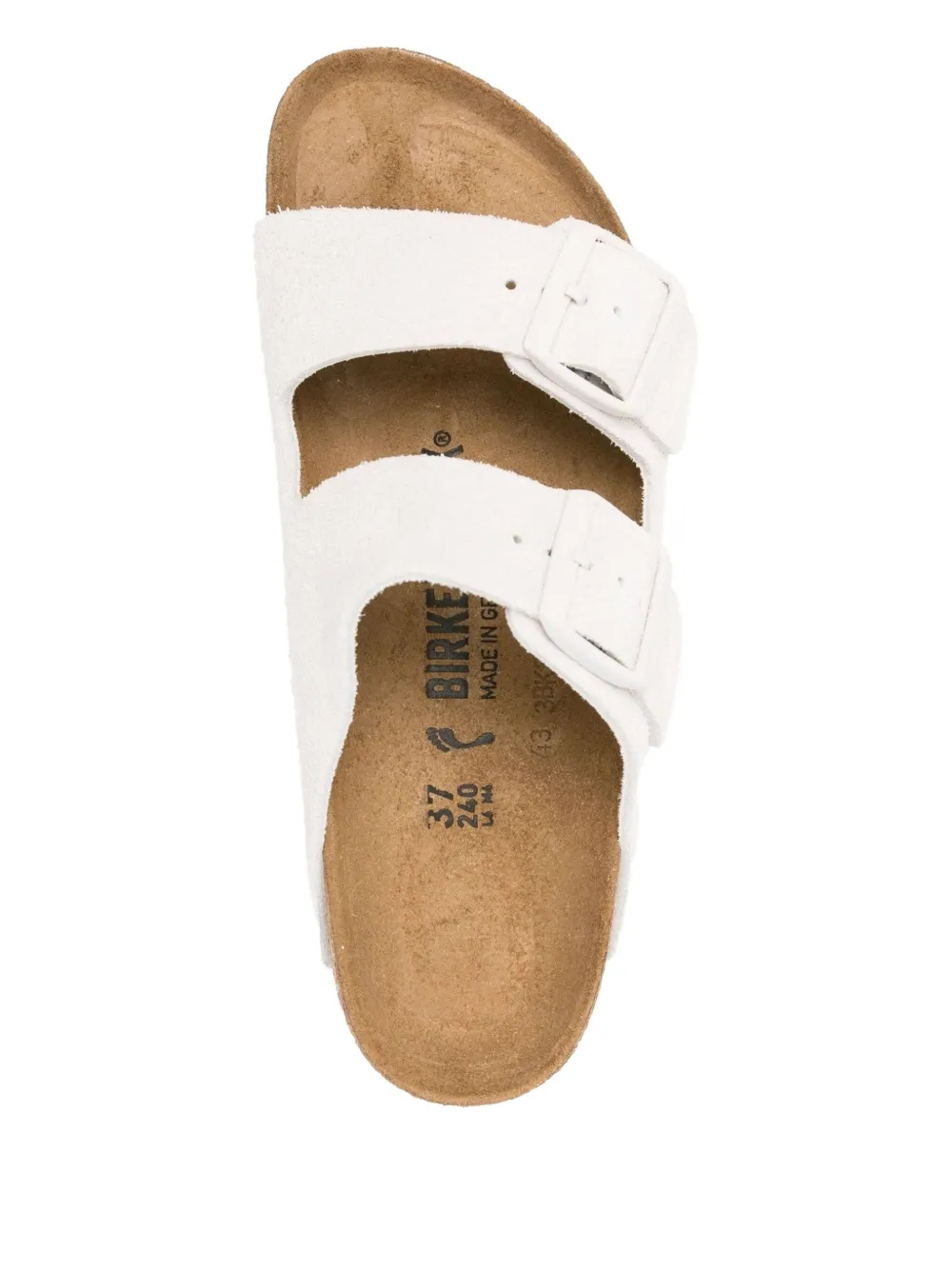 Birkenstock double-buckle suede flat sandals White