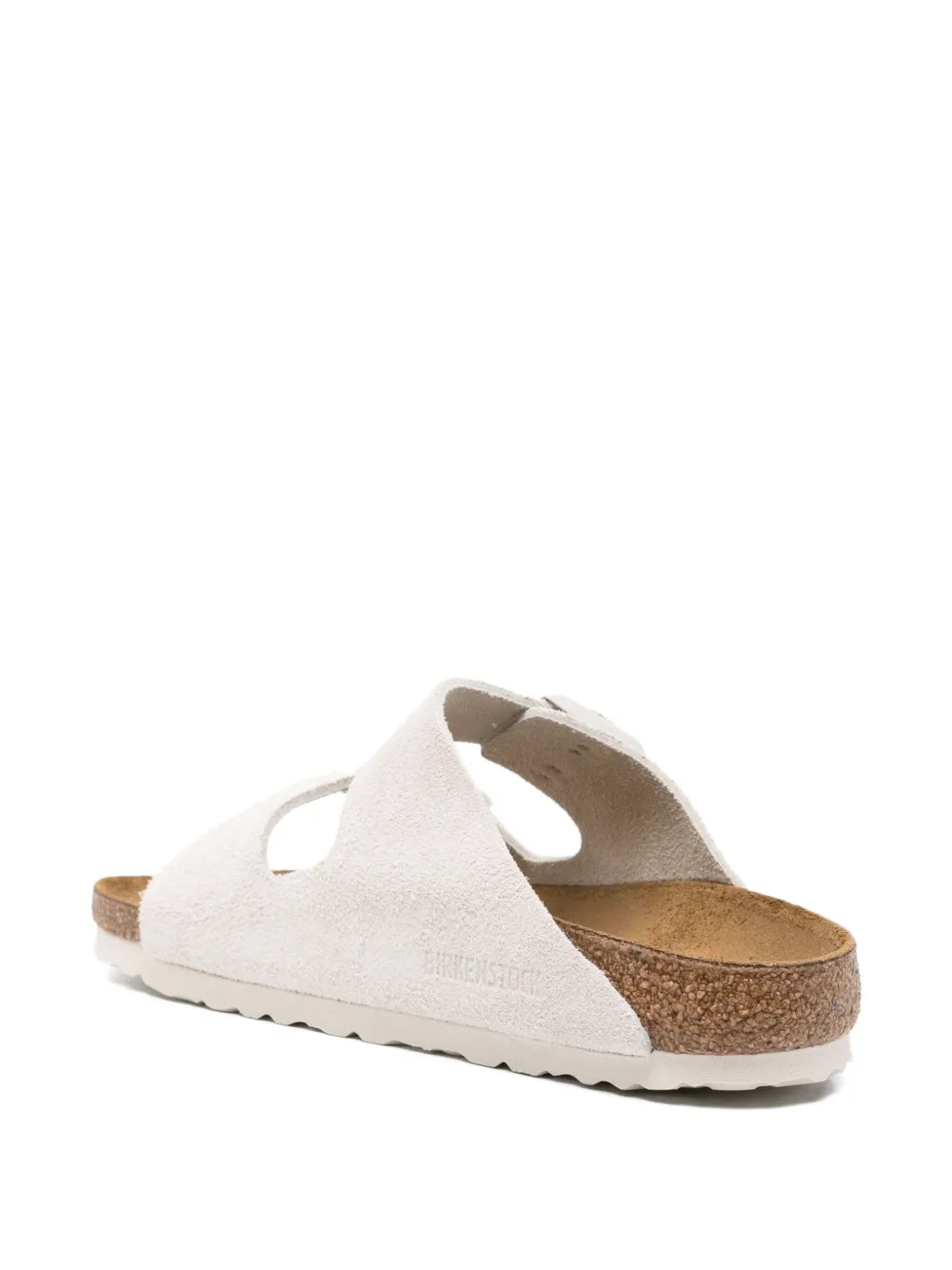 Birkenstock double-buckle suede flat sandals White