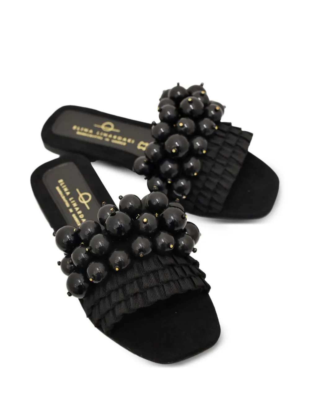 Elina Linardaki beaded ruffled-detail sandals Blue