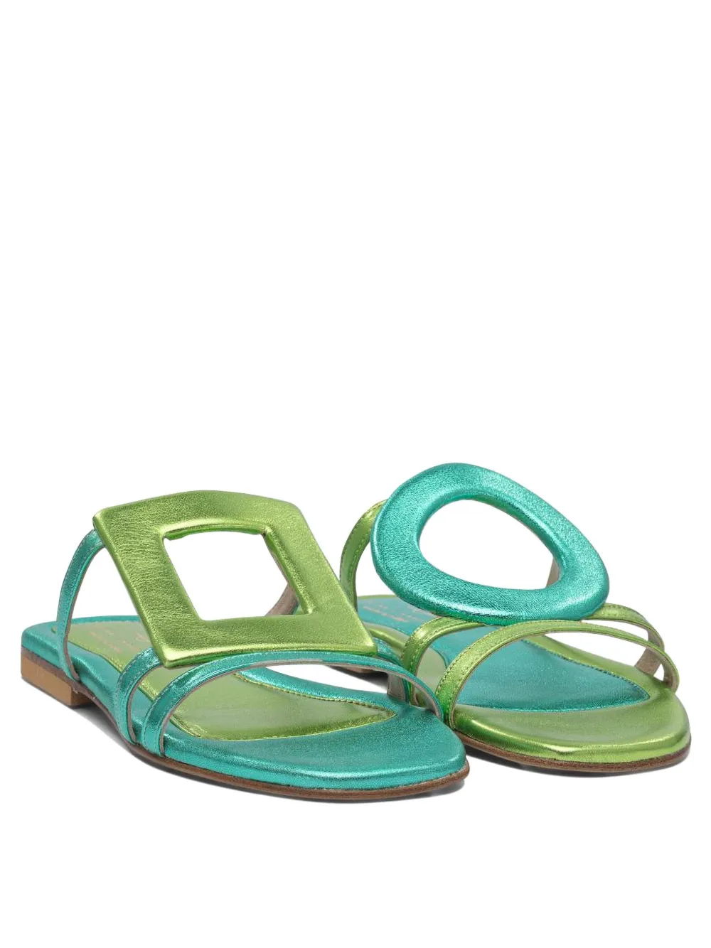 Elina Linardaki Solace Aqua leather sandals Green