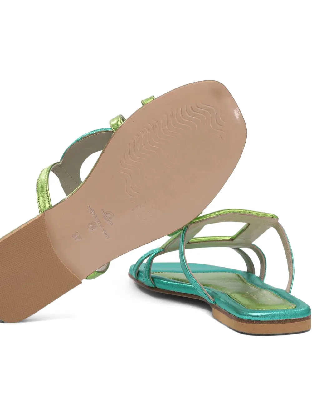 Elina Linardaki Solace Aqua leather sandals Green