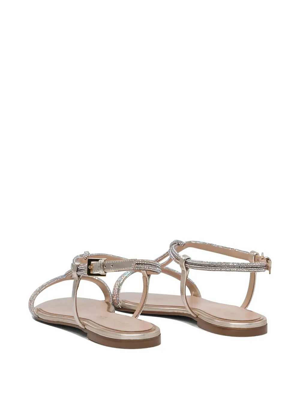Ninalilou Sandalen met T-bandje en kralen Zilver