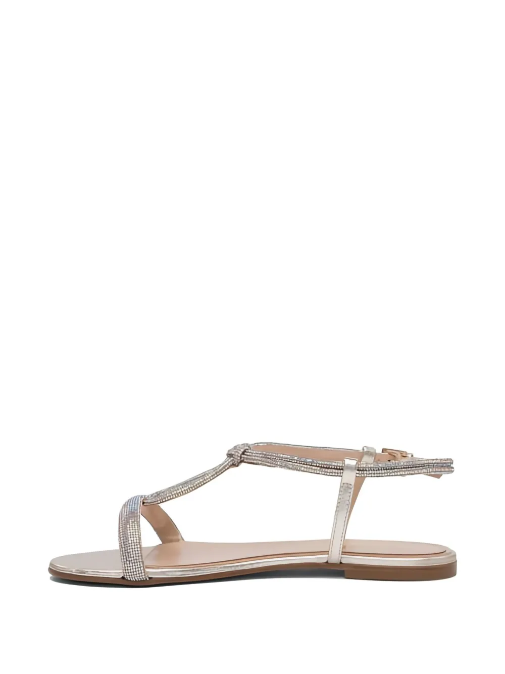 Ninalilou Sandalen met T-bandje en kralen Zilver