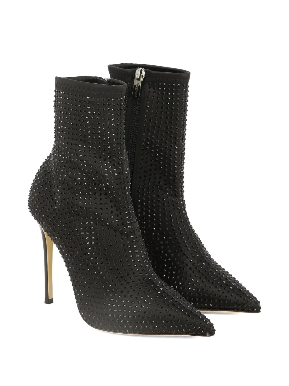 Ninalilou 105mm Crystal-embellished Pointed-toe Boots In Black