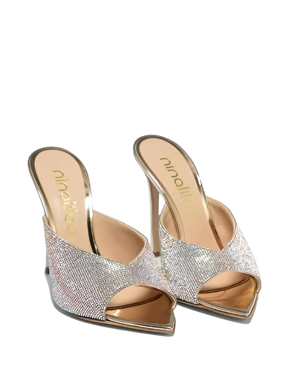 Ninalilou 105mm embellished stiletto heeled sandals Gold